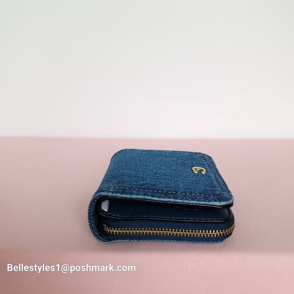 COACH Billfold Small Wallet in Denim Fabric- Deep Blue color⭐ - Picture 8 of 16